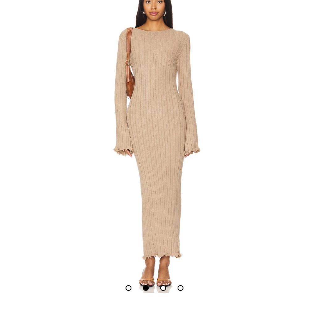 Revolve SNDYS knitted backless beige dress  XS